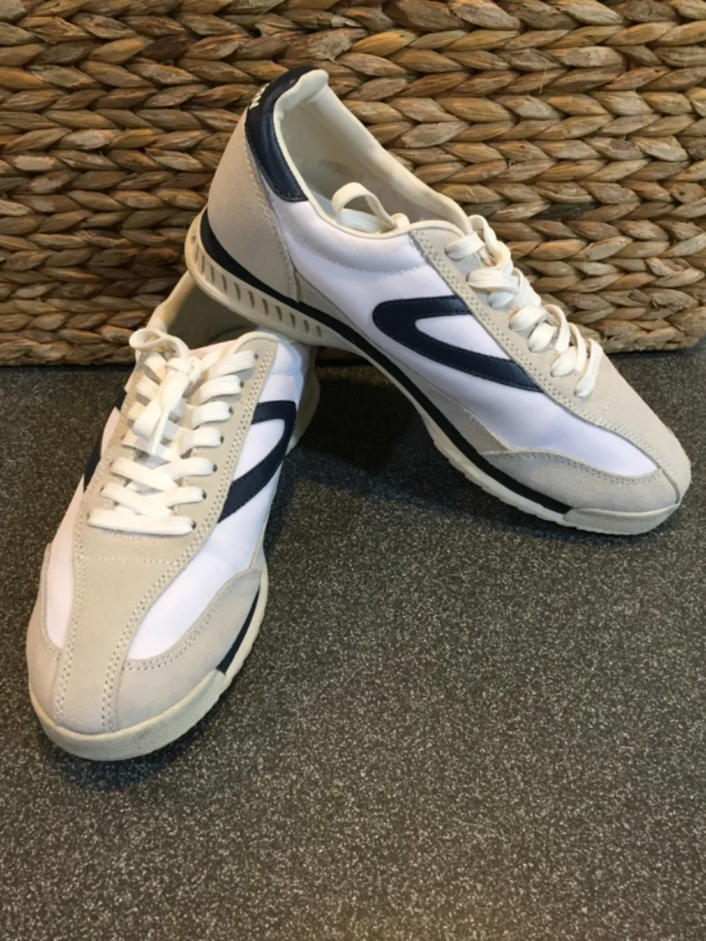 Classic Tretorn Women's Beige & White Sneakers with Navy Accent